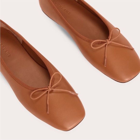 EXC LN EVERLANE The Day Ballet Flat Cognac Brown Toasted Almond 8.5 Square Toe - Picture 5 of 11